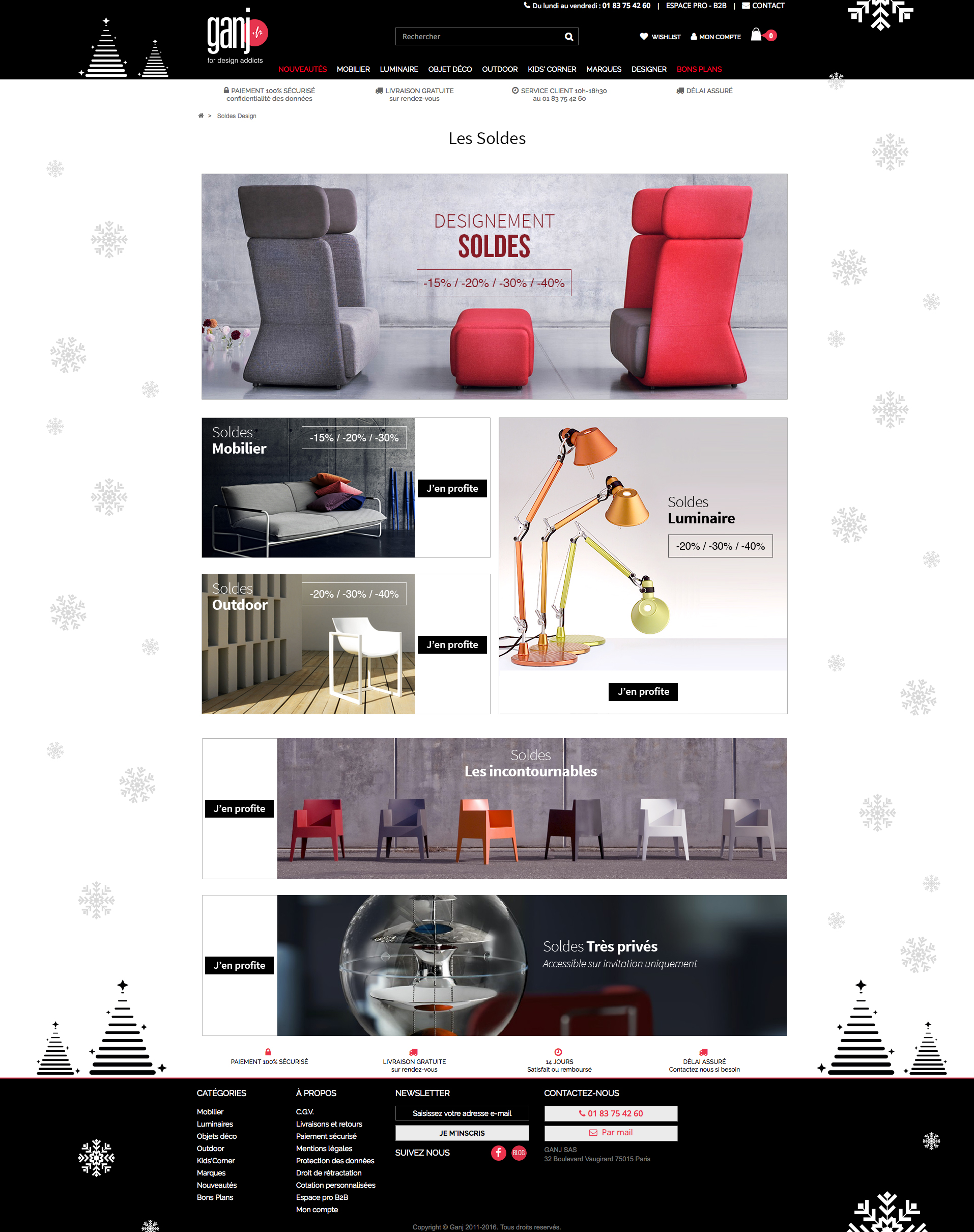 Design de la page promotionnelle spéciale noel 2017